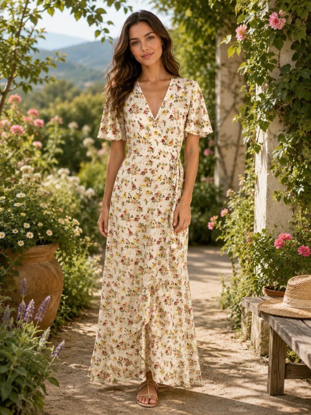 Love Lolita Bohemian Gabriella Floral Wrap Maxi Dress Sz. XS